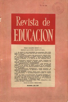 Revista de educación. Monográfico Julio 1957