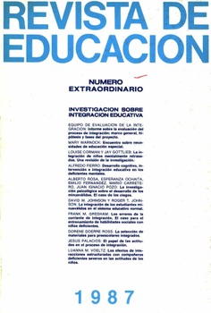Revista de educación nº extraordinario año 1987. Investigación sobre integración educativa