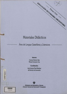 Área de lengua castellana y literatura. Educación secundaria obligatoria 1º ciclo. Materiales didácticos