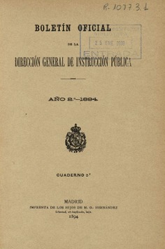 Boletín Oficial de la Dirección General de Instrucción Pública. 1894