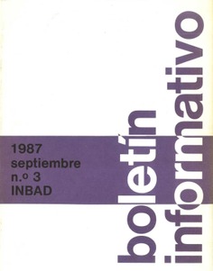 Boletín informativo del INBAD. 1987. Nº 3. Septiembre