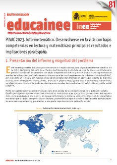 Boletín de educación educaINEE nº 81. PIAAC 2023. Informe temático. Desenvolverse en la vida con bajas competencias en lectura y matemáticas: principales resultados e implicaciones para España