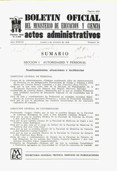 Boletín Oficial del Ministerio de Educación y Ciencia año 1976-4. Actos Administrativos. Números del 40 al 52 e índice 4º trimestres