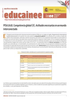 Boletín de educación educainee nº 65. PISA 2018. Competencia global (II). Actitudes necesarias en un mundo interconectado