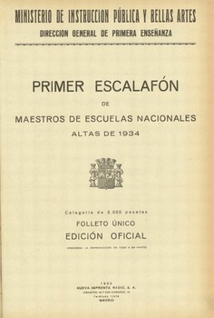 Primer escalafón de maestros de escuelas nacionales, altas de 1934