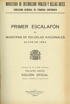 Primer escalafón de maestras de escuelas nacionales, altas de 1934