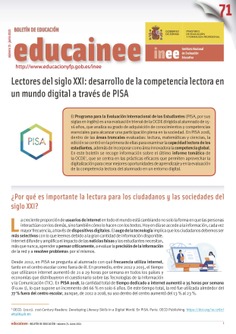 Boletín de educación educaINEE nº 71. Lectores del siglo XXI: desarrollo de la competencia lectora en un mundo digital a través de PISA