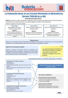 Boletín de educación educainee nº 3. La formación inicial de los futuros profesores de matemáticas: Estudio TEDS-M de la IEA