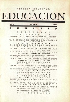 Revista nacional de educación nº 1. Enero 1941
