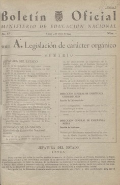 Boletín Oficial del Ministerio de Educación Nacional año 1954-1. Resoluciones Administrativas. Serie A: números del 1 al 25 ; Serie B: números del 1 al 26 ; Serie C: números del 1 al 22