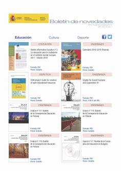 Boletín de novedades nº 18. Noviembre - Diciembre 2018. Ministerio de Educación y Formación Profesional. Ministerio de Cultura y Deporte