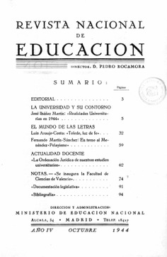 Revista nacional de educación nº 46. Octubre 1944