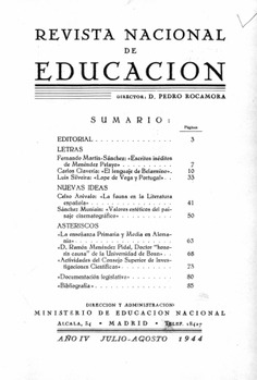 Revista nacional de educación nº 43-44. Julio-Agosto 1944