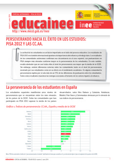 Boletín de educación educainee. Especial autonomías nº 3. Perseverando hacia el éxito en los estudios: PISA 2012 y las Comunidades Autónomas