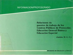 Relaciones de puestos de trabajo de los centros públicos de preescolar, educación general básica y educación especial : (ámbito M.E.C.)