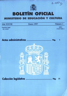 Boletín Oficial del Ministerio de Educación y Cultura año 1997-1. Actos Administrativos. Números del 1 al 4 más 5 números extraordinarios