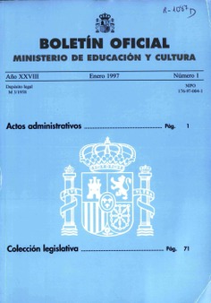 Boletín Oficial del Ministerio de Educación y Cultura año 1997-1. Actos Administrativos. Números del 1 al 4 más 5 números extraordinarios