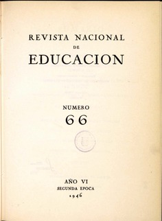 Revista nacional de educación nº 66. 1946
