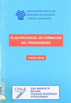 Plan provincial de formación del profesorado. Curso 89/90. Dirección Provincial de Salamanca