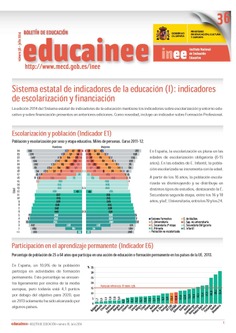 Boletín de educación educainee nº 36. Sistema estatal de indicadores de la educación (I): indicadores de escolarización y financiación