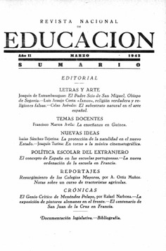 Revista nacional de educación nº 15. Marzo 1942