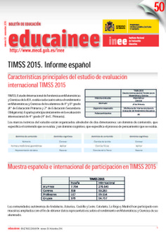 Boletín de educación educainee nº 50. TIMSS 2015. Informe español