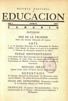 Revista nacional de educación nº 4. Abril 1941