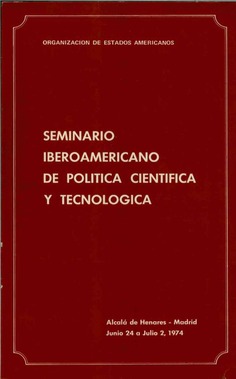 Seminario Iberoamericano de política científica y tecnológica Seminario Iberoamericano de política científica y tecnológica