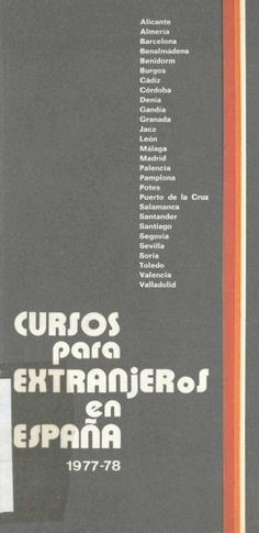 Cursos para extranjeros en España. 1977-1978