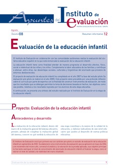 Apuntes del Instituto de Evaluación. Resumen informativo nº 12. Evaluación de la educación infantil