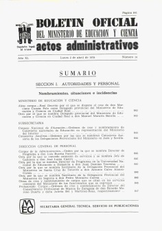 Boletín Oficial del Ministerio de Educación y Ciencia año 1979-2. Actos Administrativos. Números del 14 al 26 más 2 números extraordinarios e índice 2º trimestre