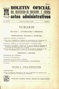 Boletín Oficial del Ministerio de Educación y Ciencia año 1975-1. Actos Administrativos. Números del 1 al 13 e índice 1º trimestre