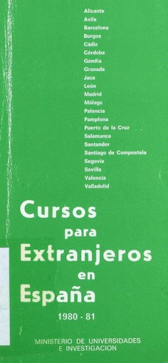 Cursos para extranjeros en España 1980-81