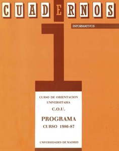 Programa del Curso de Orientación Universitaria para el curso 1986-87. Universidades de Madrid