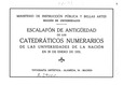Escalafón de antigüedad de los catedráticos numerarios de las Universidades de la Nación. 1931