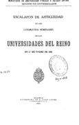 Escalafón de antigüedad de los catedráticos numerarios de las Universidades del Reino. 1911