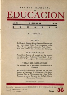Revista nacional de educación nº 36. Diciembre 1943