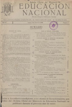 Boletín Oficial del Ministerio de Educación Nacional año 1948. Resoluciones Administrativas. Números del 1 al 52 más 9 números extraordinarios e índices 2º semestre 1947 y 1º semestre 1948