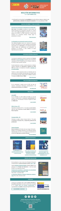 Boletín Informativo INEE Nº.11 septiembre 2022