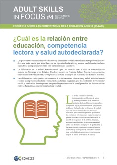 Adult Skills in Focus 4. ¿Cuál es la relación entre educación, competencia lectora y salud autodeclarada?