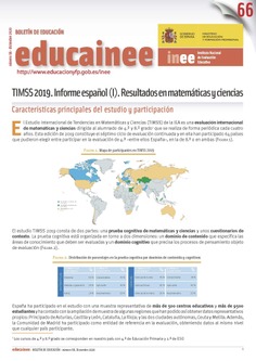 Boletín de educación educainee nº 66. TIMSS 2019. Informe español (I). Resultados en matemáticas y ciencias