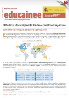 Boletín de educación educainee nº 66. TIMSS 2019. Informe español (I). Resultados en matemáticas y ciencias