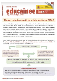 Boletín de educación educainee nº 18. Nuevos estudios a partir de la información de PIAAC