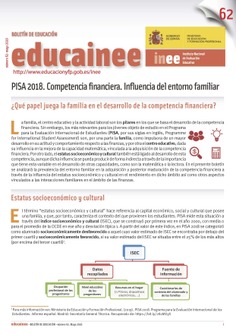Boletín de educación educainee nº 62. PISA 2018. Competencia financiera. Influencia del entorno familiar