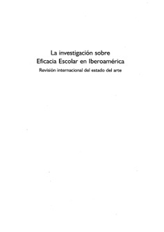 La investigación sobre eficacia escolar en Iberoamérica. Revisión internacional sobre el estado del arte