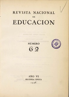 Revista nacional de educación nº 62. 1946