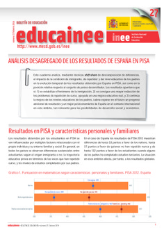 Boletín de educación educainee nº 27. Análisis desagregado de los resultados de España en PISA
