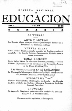 Revista nacional de educación nº 19. Julio 1942