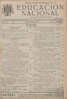 Boletín Oficial del Ministerio de Educación Nacional año 1946-2. Resoluciones Administrativas. Números del 26 al 52