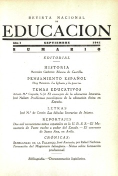 Revista nacional de educación nº 9. Septiembre 1941